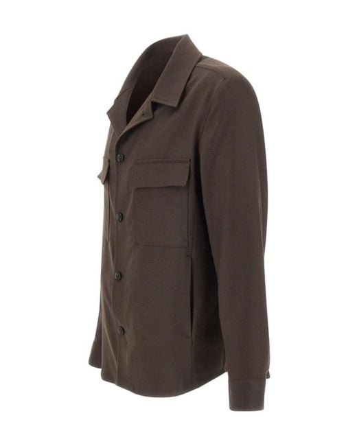 Briglia 1949 Brown Long-Sleeve Button-Up Jacket for men