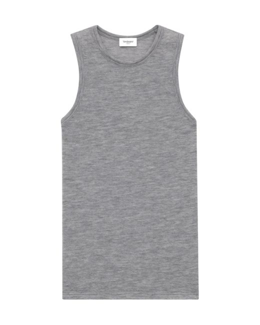 Saint Laurent Gray Crewneck Sleeveless Tank Top