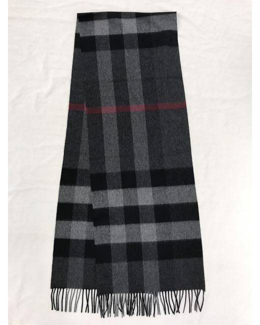 Burberry Black Check Fringed Scarf for men
