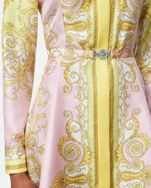 Versace White Pattern-Printed Twill Mini Shirt Dress