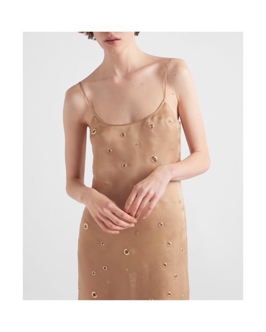 Prada Natural Square Neck Strapped Dress