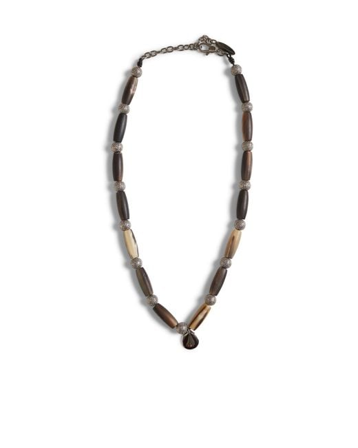 Brunello Cucinelli Metallic Horn Necklace With Beads