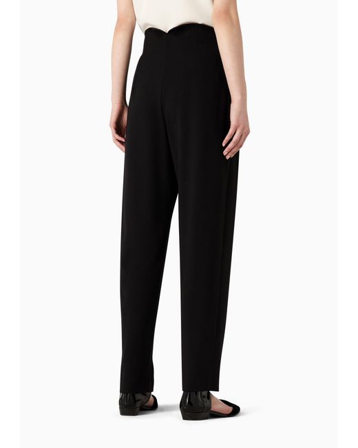 Emporio Armani Black Barathea Freshly Cut Wool Casual Pants