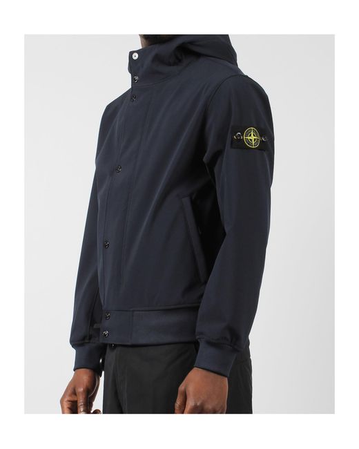 Stone Island Blue Logo Patch Hooded Jacket for men