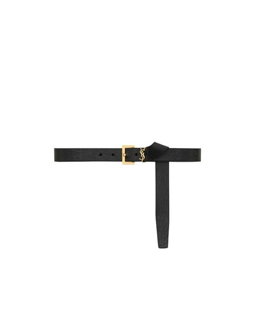 Saint Laurent White Cassandre Logo Plaque Belt