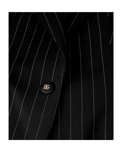 Dolce & Gabbana Black Pinstripe Single-Breasted Blazer