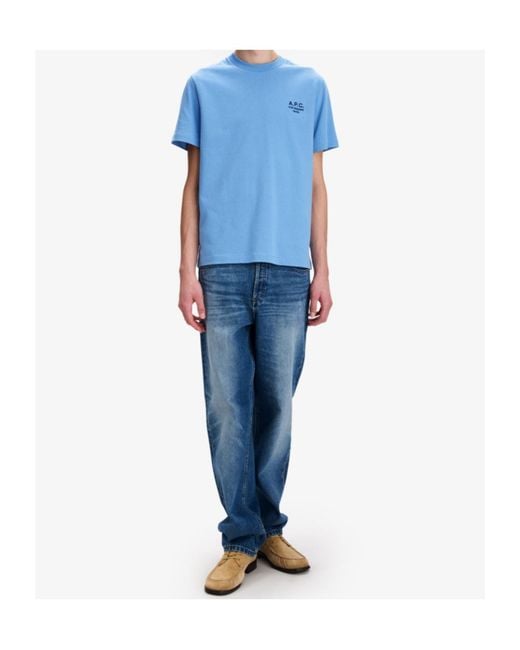 A.P.C. Blue Rue Madame Logo-Print T-Shirt for men
