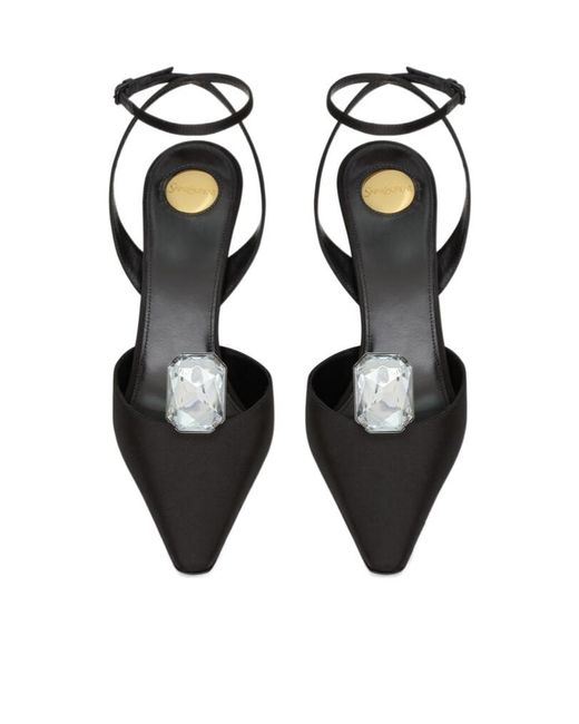 Saint Laurent White Harlow Pointed Toe Pumps