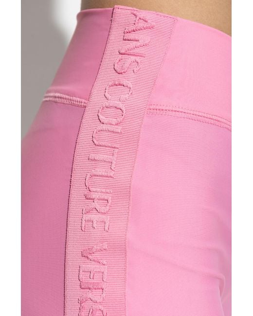 Versace Jeans Pink Couture Logo Detailed Stretched Leggings