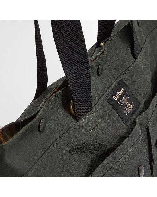 Barbour Black Field Waxed Tote Bag for men