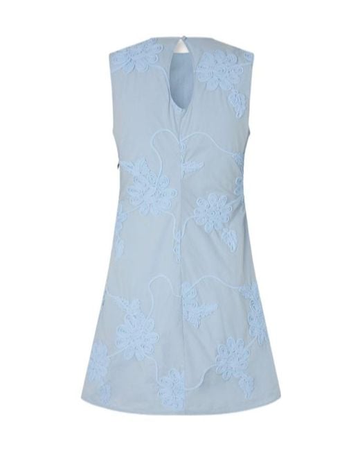 ROTATE BIRGER CHRISTENSEN Blue Floral Embroidered Mini Dress