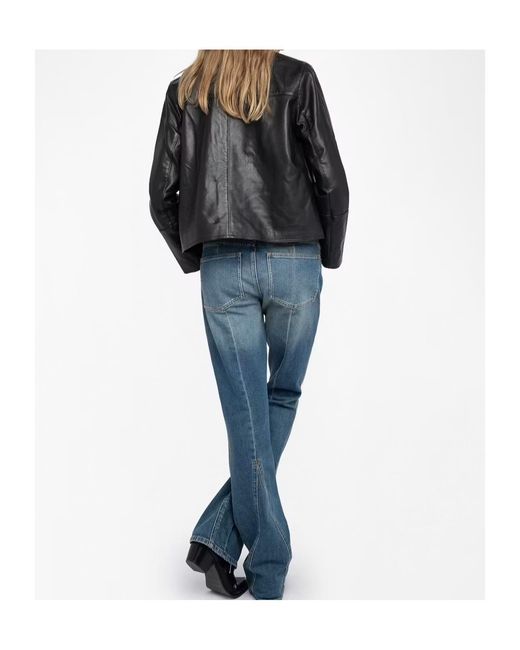 Zadig & Voltaire Black Lessa Buttoned Leather Jacket