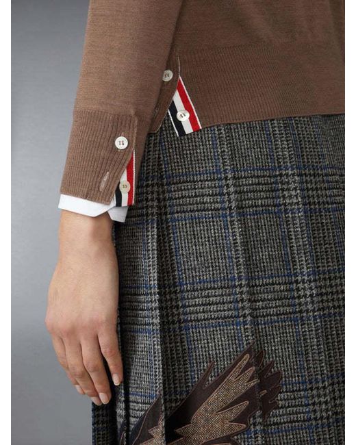 Thom Browne Brown 4-Bar Striped V-Neck Cardigan