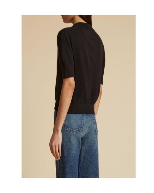 Khaite Black Jo Knitted Polo Top