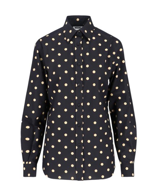 Moschino Blue Dot Printed Buttoned Blouse