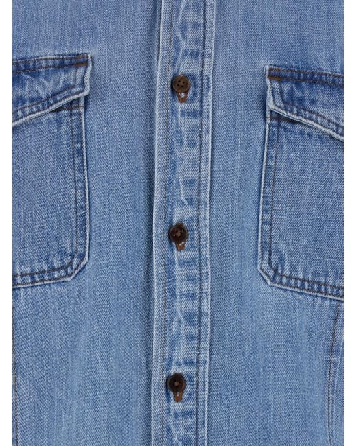 DUNST Blue Jacket With Patch Pockets On The Chest for men