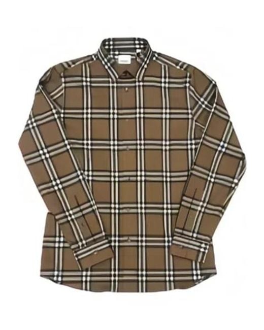 Burberry Multicolor Slim Fit Check Stretch Cotton Shirt for men