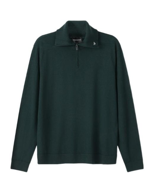 Emporio Armani Green Long-Sleeved Logo Sweater for men