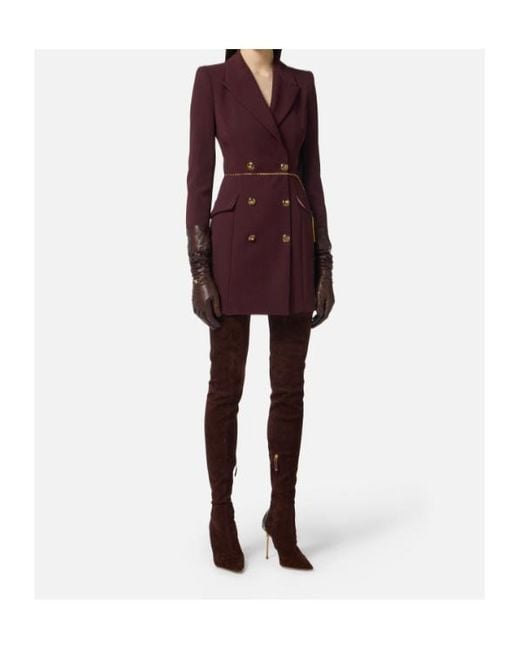 Elisabetta Franchi Purple Chain Lightweight Crêpe Dress