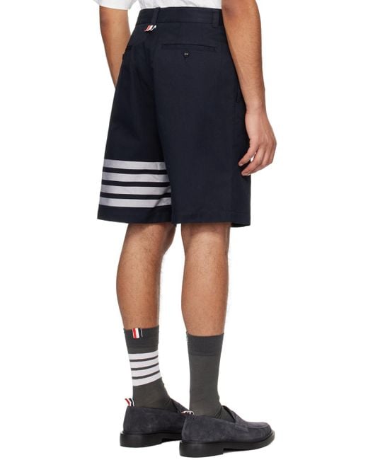Thom Browne Blue 4 Bar-Stripe Shorts for men