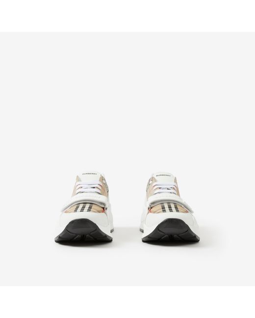 Burberry White Vintage Check-Pattern Sneakers for men