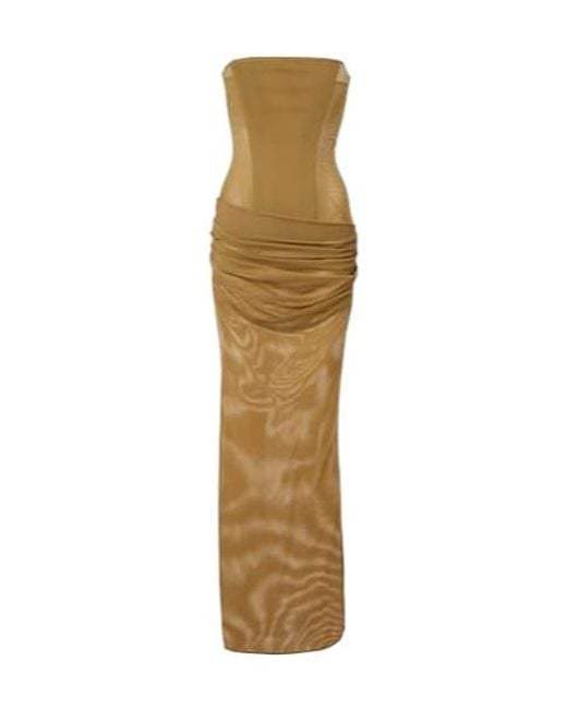 Alex Perry Metallic Sheer Strapless Corset Dress