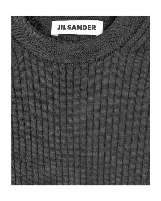 Jil Sander Gray Long-Sleeved Knitted Sweater