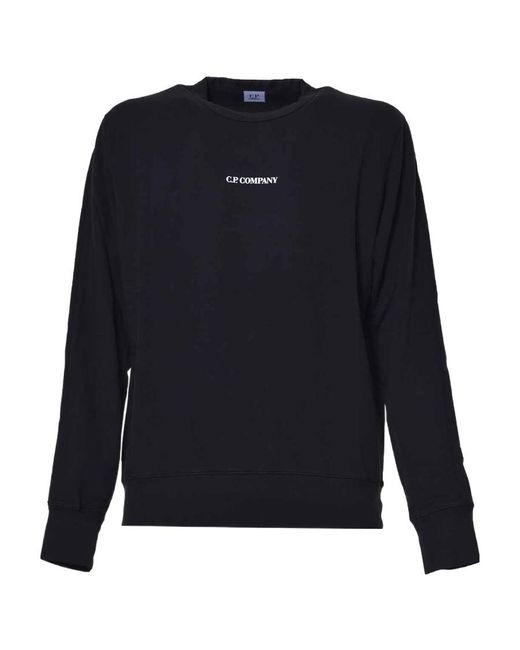 C P Company Blue Logo-Print Crew-Neck Sweatshirt for men