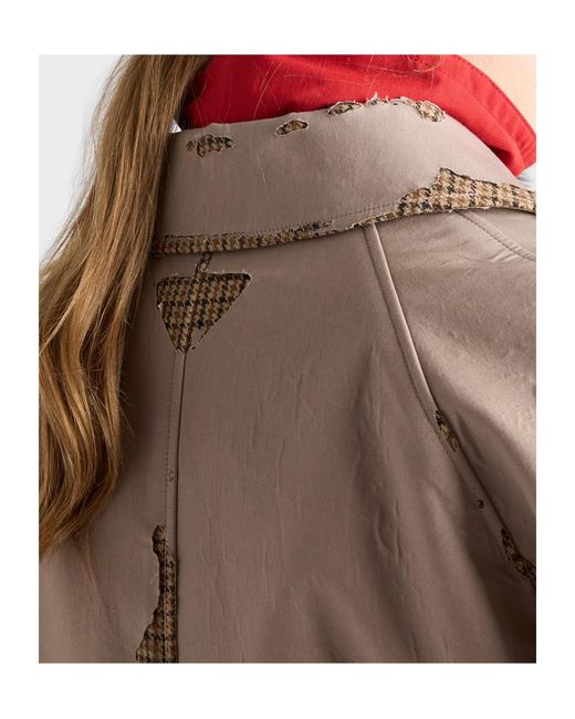 Prada Brown Bonded Poplin Coat With Devoré Effect