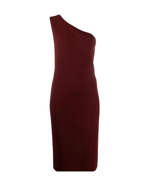Bottega Veneta Red One Shoulder Knit Dress