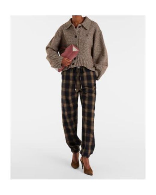 The Attico Black Checked Cotton Sweatpants