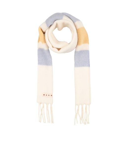 Marni White Striped Knitted Scarf