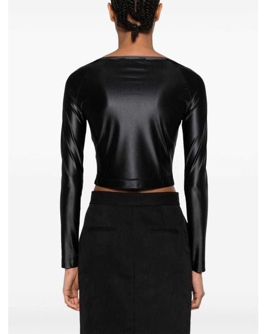 Versace Jeans Black Logo-Plaque Jersey Crop Top