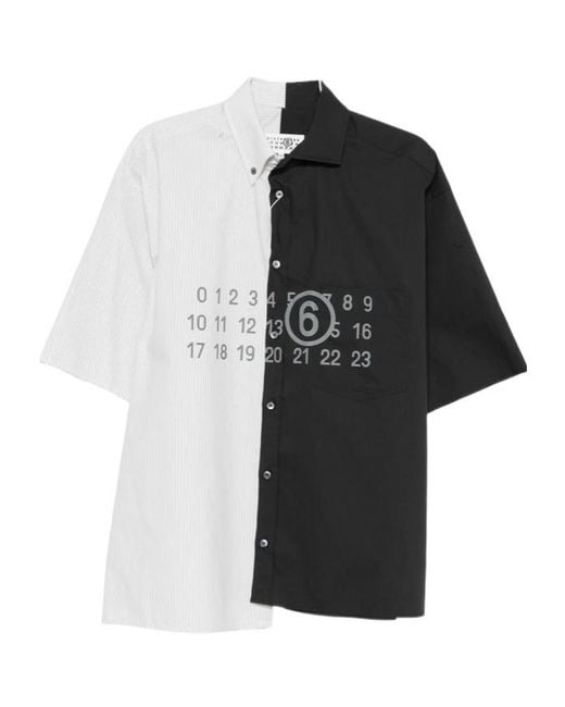 MM6 by Maison Margiela Black Striped Panelled Button-Up Shirt for men