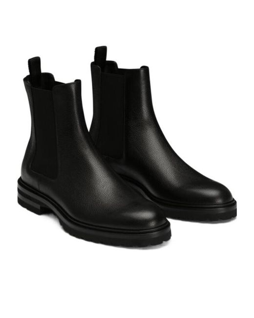 Dolce & Gabbana Black Round Toe Ankle Boots for men