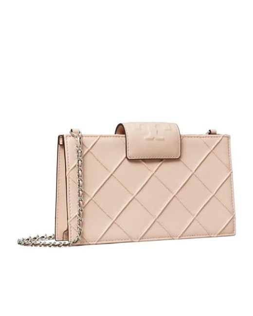 Tory Burch Natural Fleming Mini Chain Wallet