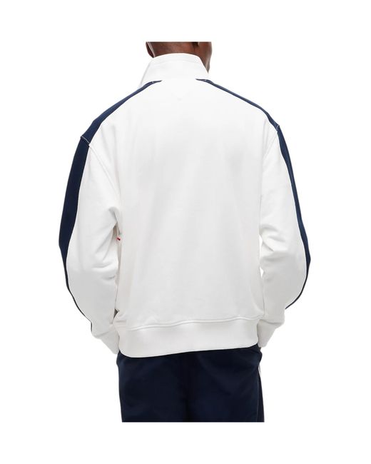 Tommy Hilfiger Blue Colour-Blocked Quarter-Zip Relaxed Sweatshirt for men
