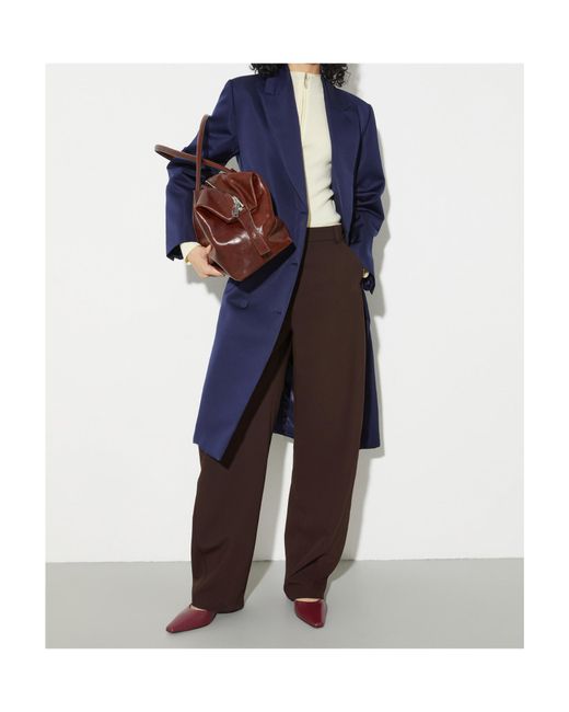 MAX&Co. Blue Double-Breasted Satin Coat