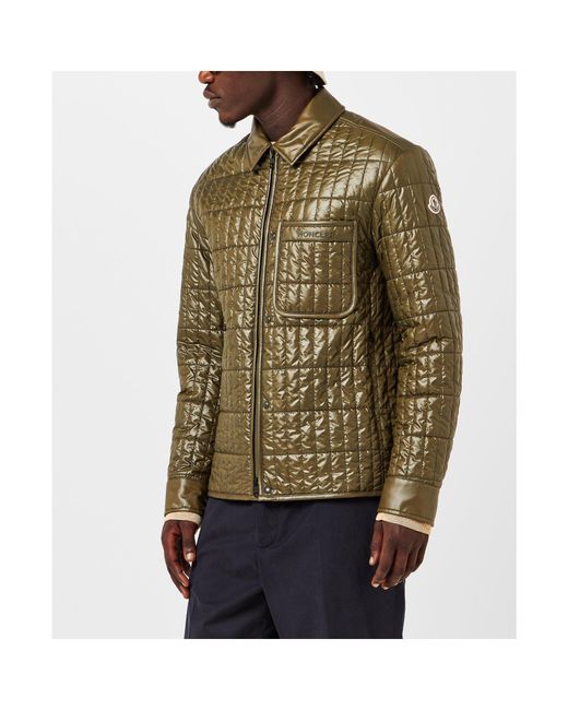 Moncler Green Quilted Check Overshirt Jacket for men