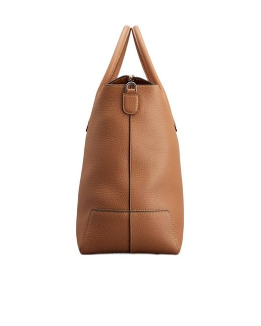 Tod's Brown Grained Leather Zip-Up Tote Bag for men