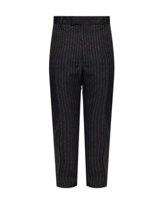 McQueen Black Lurex Thread Tailored Trousers for men