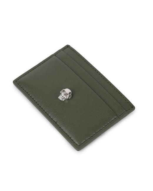 McQueen Green Skull Leather Card Holder