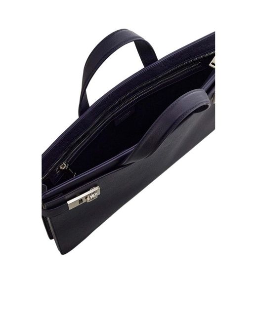Ferragamo Blue Double-Handle Briefcase for men