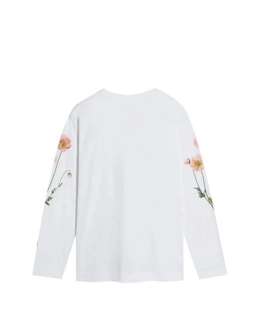 Simone Rocha White Poppy Field-Print Long-Sleeve T-Shirt