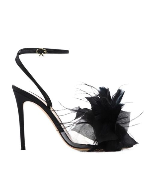 Gianvito Rossi Black Embellished Detail Heeled Sandals