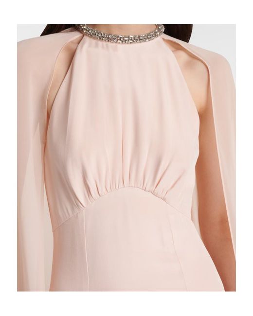 Roland Mouret Pink Embellished Caped Gown