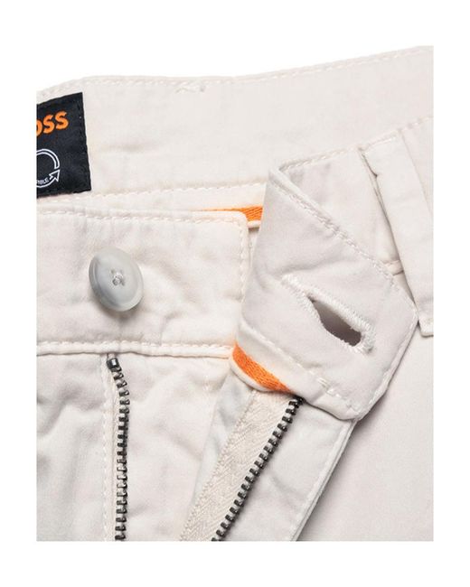 Boss White Slim-Fit Chino Trousers for men