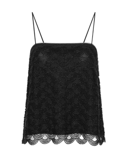ROTATE BIRGER CHRISTENSEN Black Sequins Slip Top
