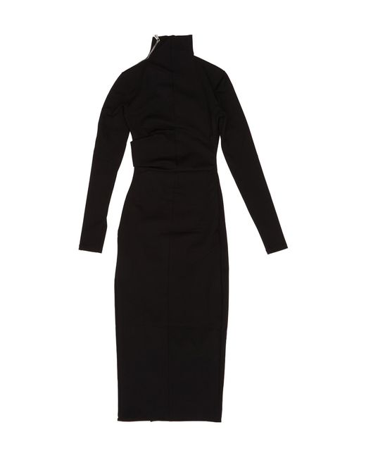 The Attico Black The High Neck Zip Detailed Dress