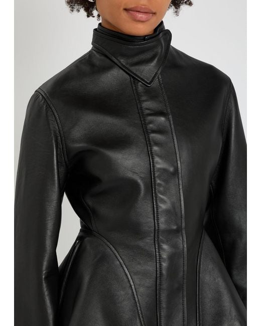 Alaïa Black Panelled Peplum Leather Jacket